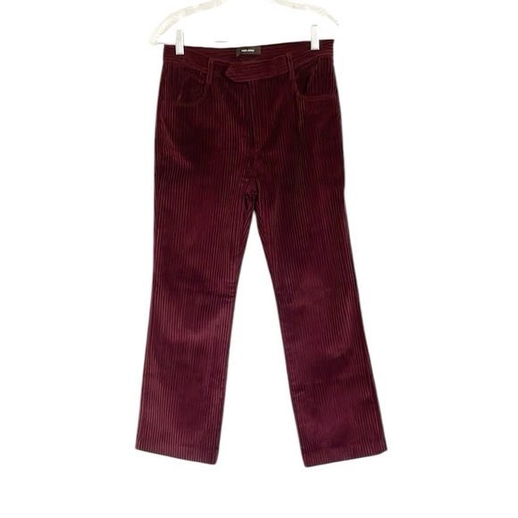 Isabel Marant Mereo Burgundy Corduroy Straight Leg Ankle Toruser Pant size 38 FR - Picture 1 of 12
